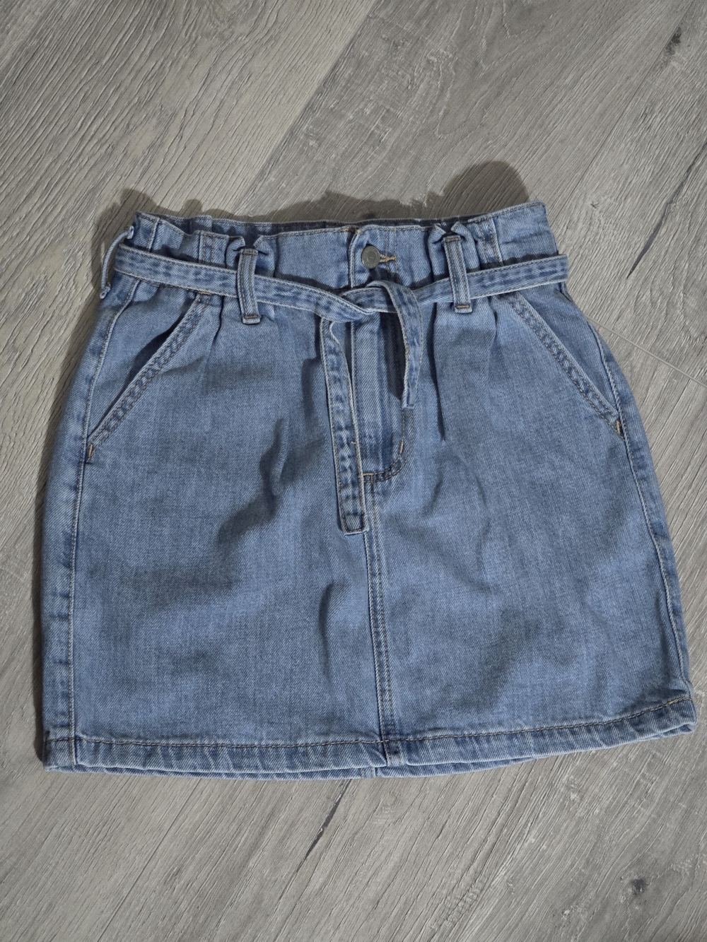 Hollister Medium Blue Denim Mini Skirt with Tie Belt